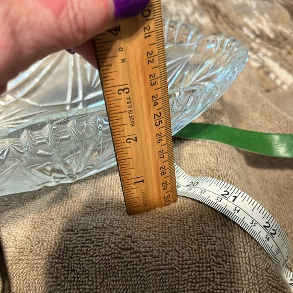 Oval cut glass serving dish 13” 6.50” 2.75” vintage perfect condition air bubble - Picture 6 of 6